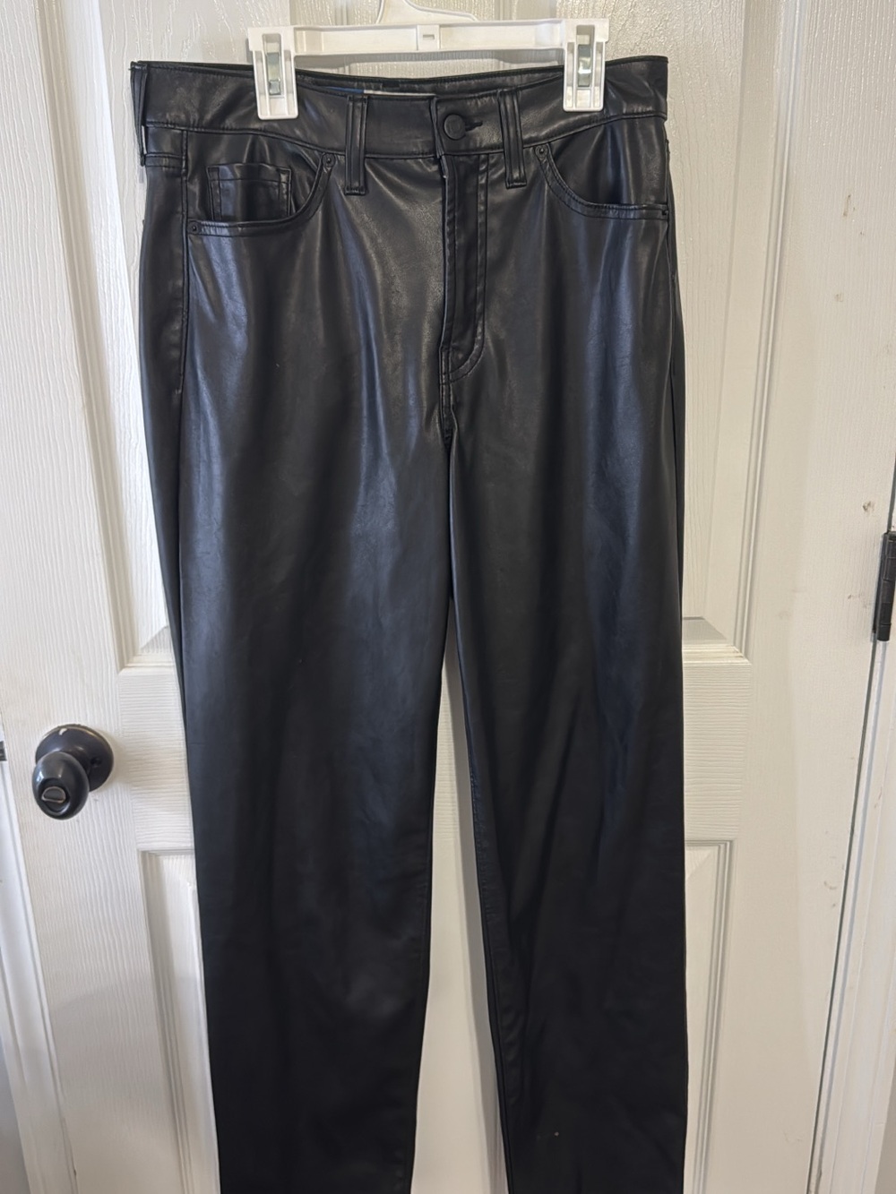 Old Navy Women's Black Faux Leather Straight-Leg Pants